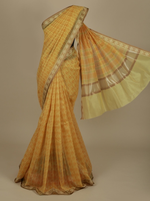

Pothys Yellow Printed Supernet Saree