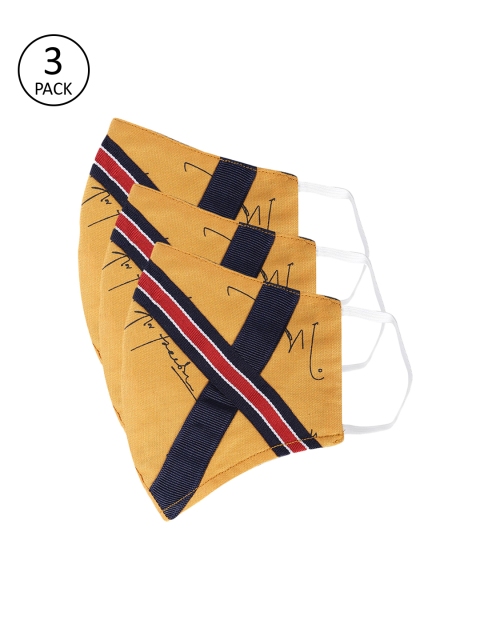 

Bene Kleed Unisex 3 Pcs Mustard Yellow Printed Reusable 5-Ply Protective Outdoor Masks