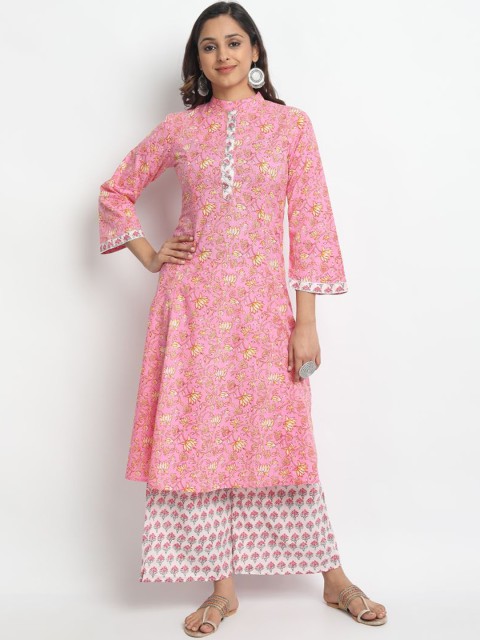 

Molcha Women Pink Embroidered Kurti with Salwar