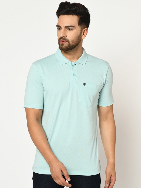 

Duke Men Blue Solid Polo Collar T-shirt