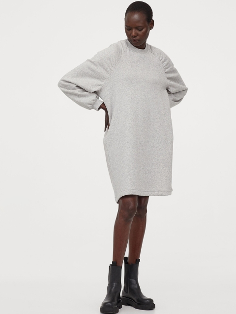 

H&M Women Grey Solid Sweatshirt Dress