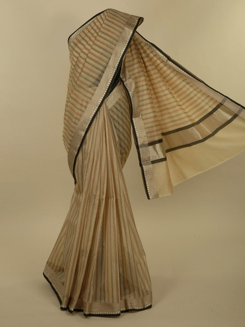 

Pothys Cream-Coloured Woven Design Supernet Saree