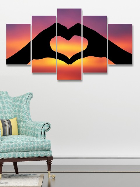 

Go Hooked Set Of 5 Orange & Purple Digitally Printed Wall Art