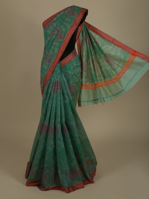 

Pothys Blue Printed Supernet Saree