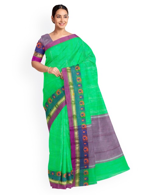 

KLM Fashion Mall Green Woven Design Saree