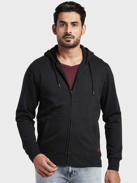 

ColorPlus Men Black Solid Hooded Sweatshirt