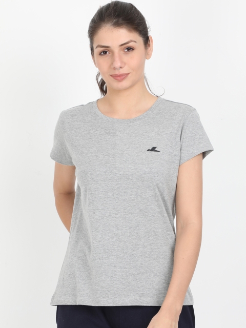 

SPARROWHAWK Women Grey Melange Solid V-Neck T-shirt