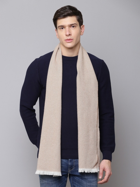 

GANT Men Khaki-Coloured & White Herringbone Design Woollen Scarf