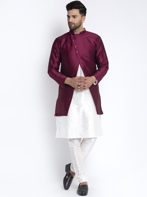 

Benstoke Men White Solid Kurta with Pyjamas