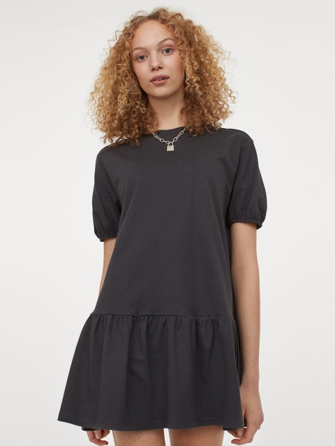 

H&M Women Grey Solid Jersey Dress