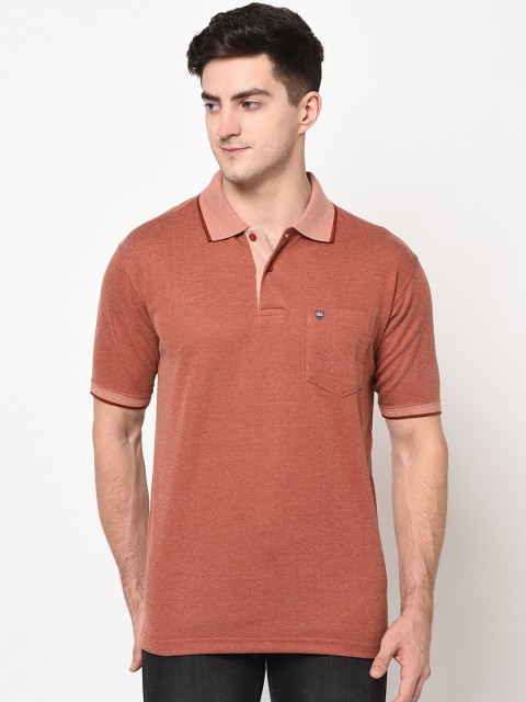 

Duke Men Rust Brown Solid Polo Collar T-shirt