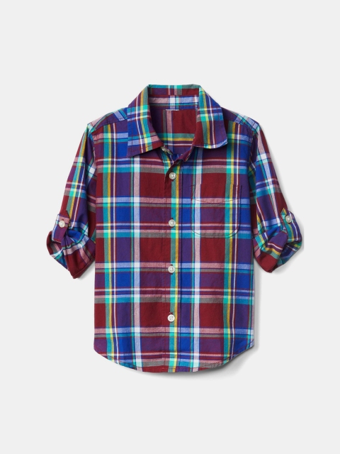 

GAP Baby Red Plaid Poplin Convertible Shirt