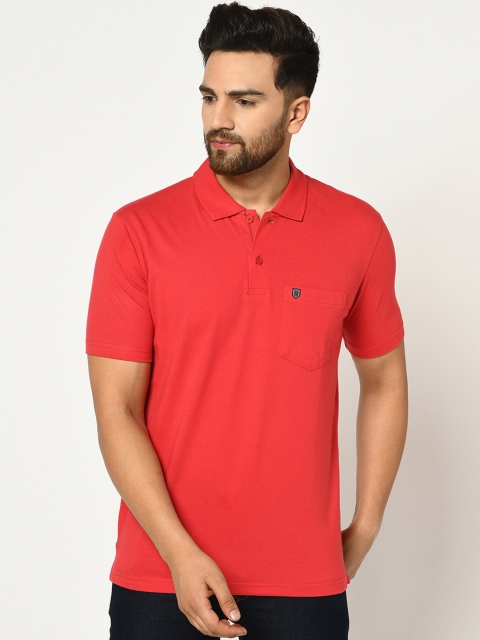 

Duke Men Red Solid Polo Collar T-shirt