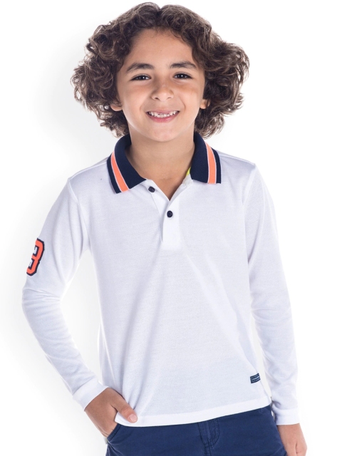 

Cherry Crumble Unisex Kids White Solid Polo Collar T-shirt
