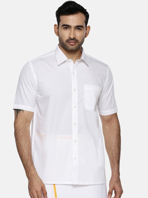 

Ramraj Men White Regular Fit Solid Ethnic Shirt