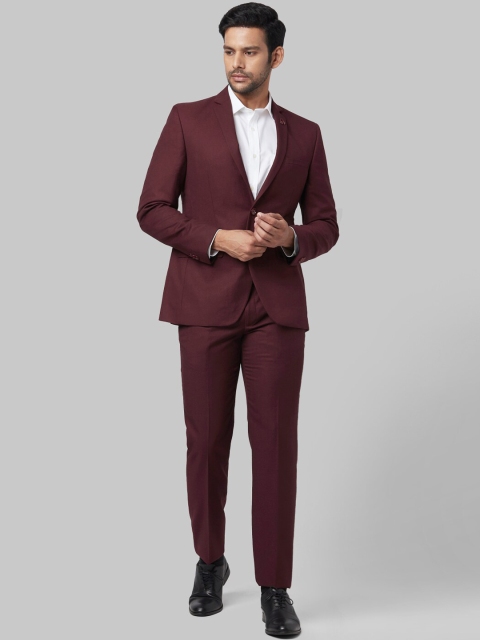 

Park Avenue Men Maroon Solid Single-Breasted Formal Suit