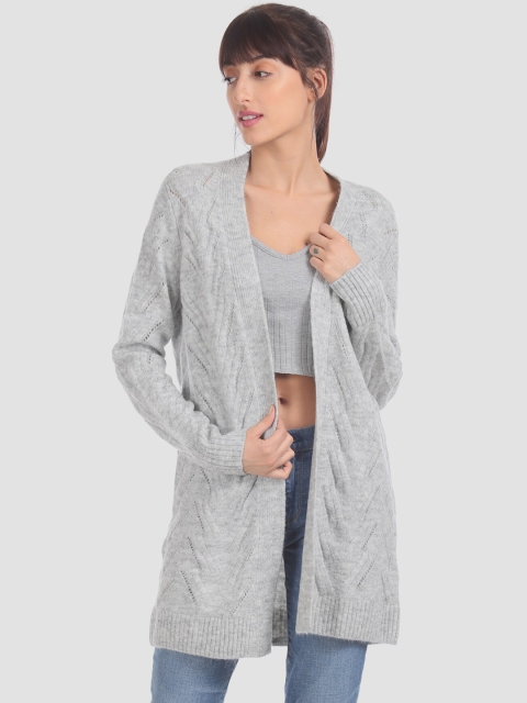 

GAP Women Grey Self Design Open Front Shrug