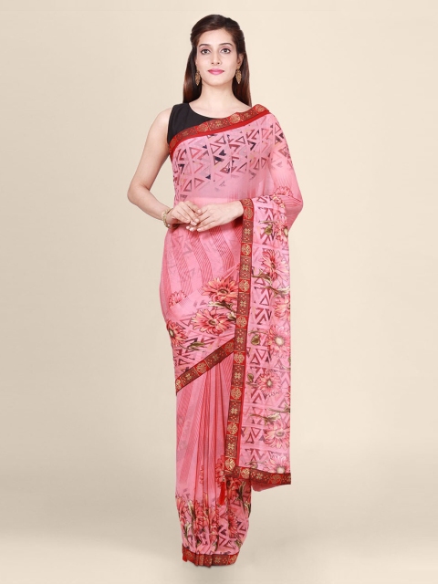 

CLAI WORLD Pink Printed Saree
