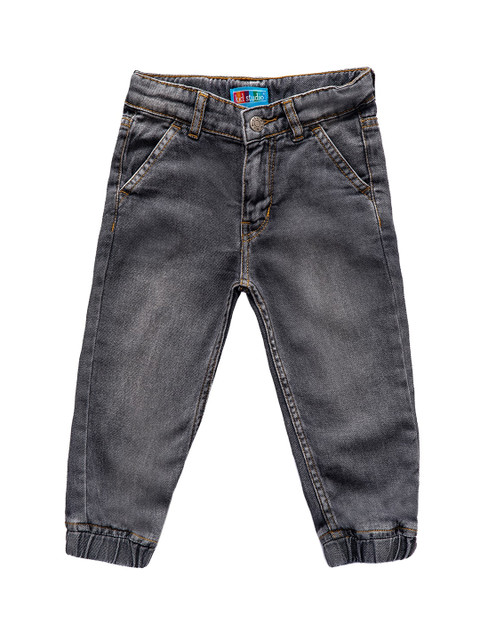 

Kid Studio Boys Grey Jogger Mid-Rise Low Distress Jeans
