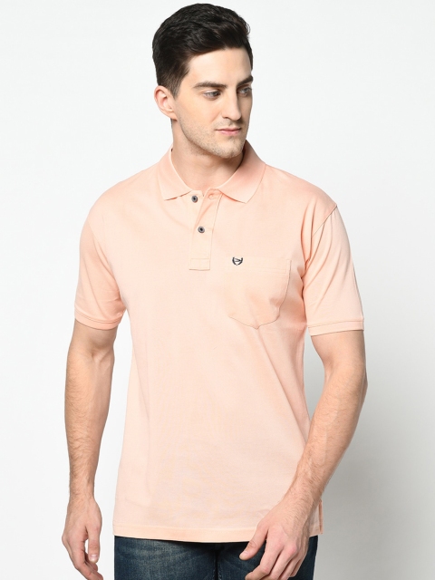 Duke Men Pink Solid Polo Collar T-shirt