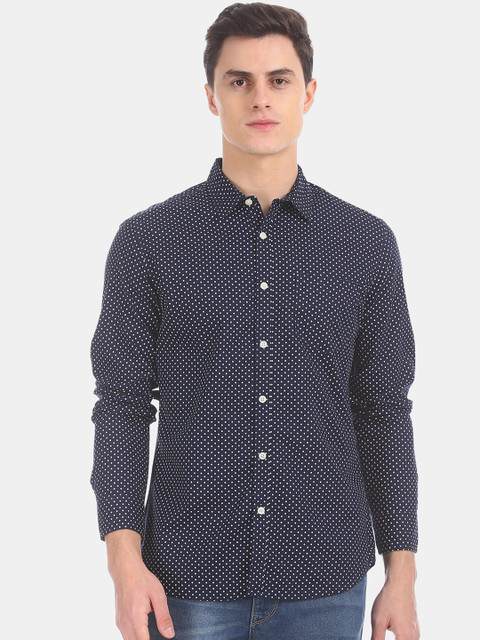 

Flying Machine Men Blue Regular Fit Printed Casual Shirt