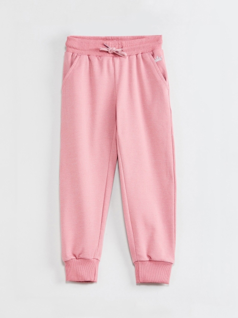 

max Girls Pink Solid Straight-Fit Joggers