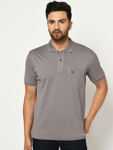 

Duke Men Grey Solid Polo Collar T-shirt