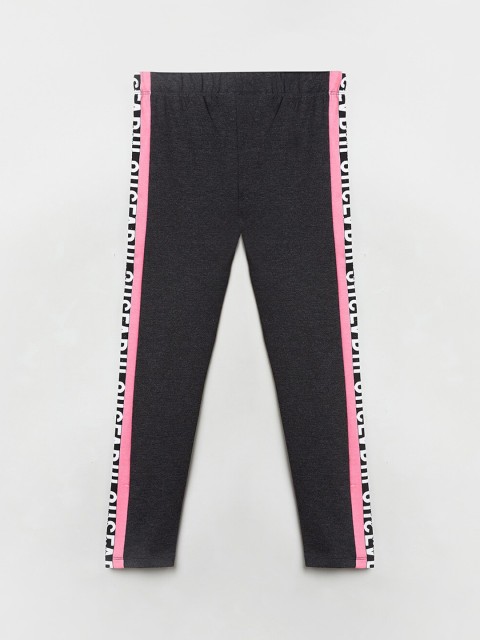 

max Girls Charcoal Grey & Pink Printed Track Pants