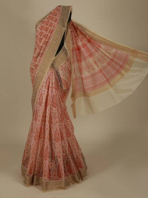 

Pothys Cream-Coloured Printed Supernet Saree
