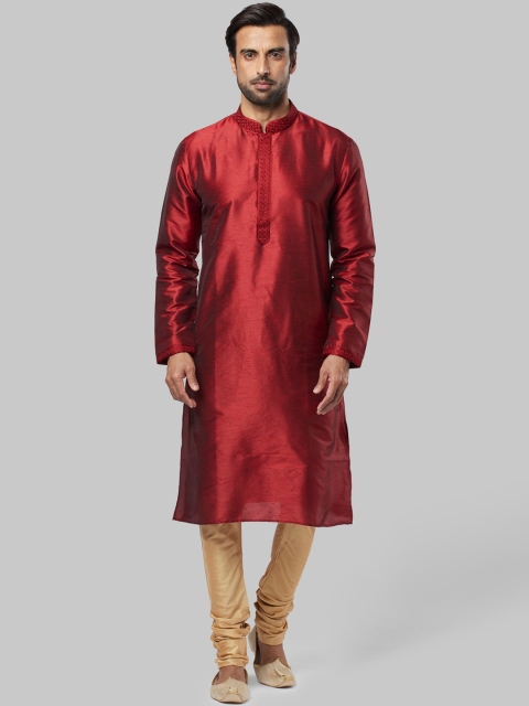 

Ethnix by Raymond Men Maroon Solid Straight Kurta