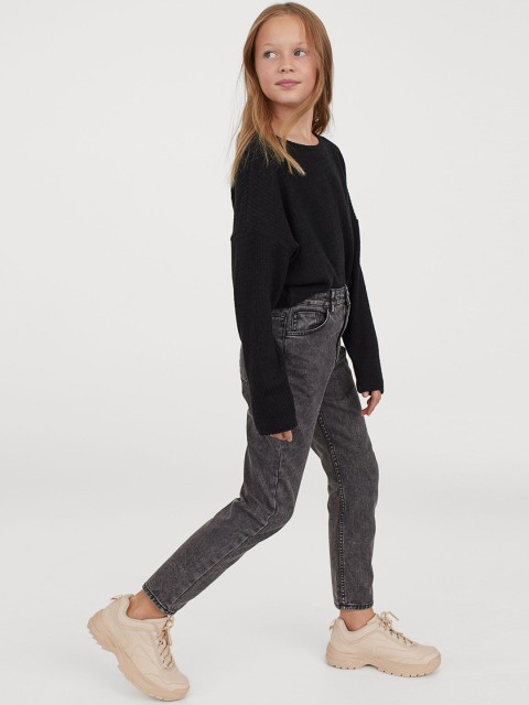 

H&M Girls Black Relaxed High Ankle Jeans