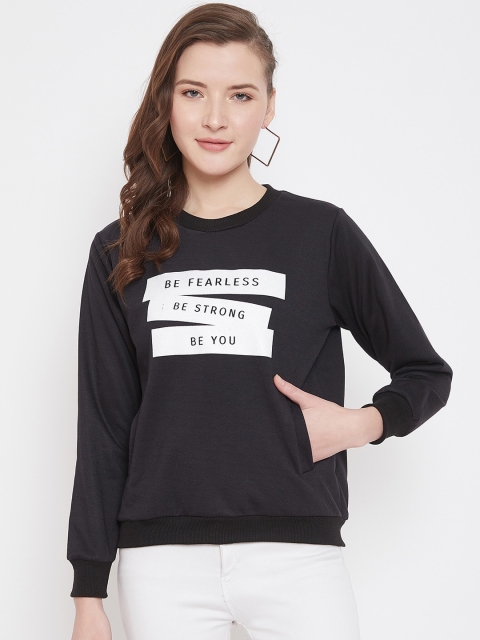 

PURYS Women Black & White Printed Sweatshirt