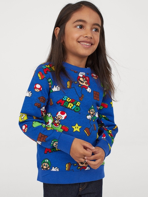 

H&M Girls Blue Printed Sweatshirt