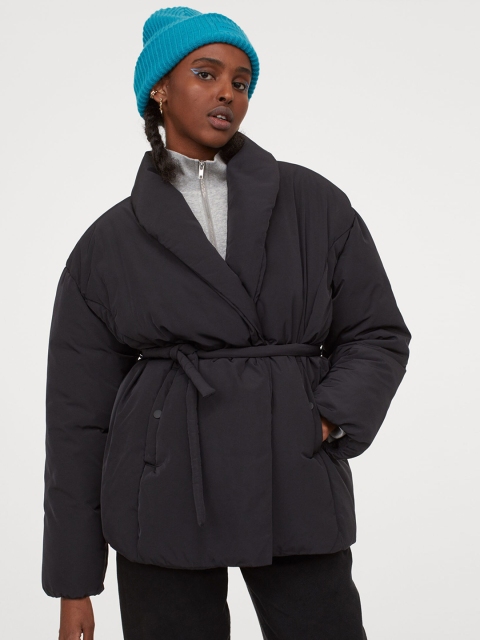 

H&M Women Black Solid Padded Jacket