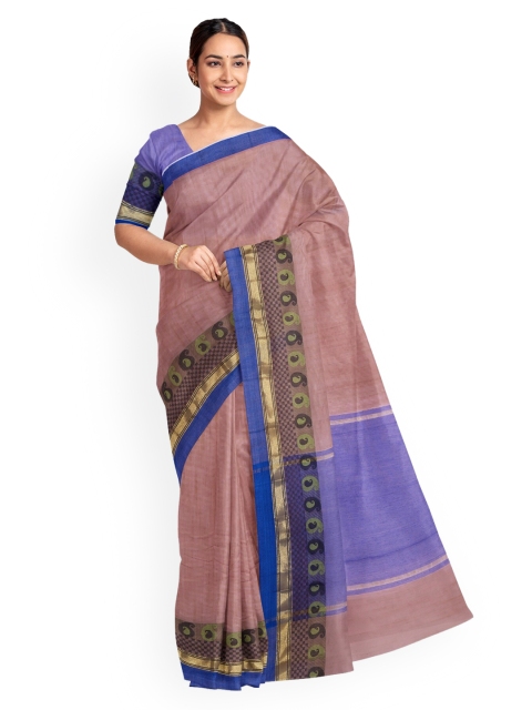 

KLM Fashion Mall Brown Linen Blend Woven Design Saree