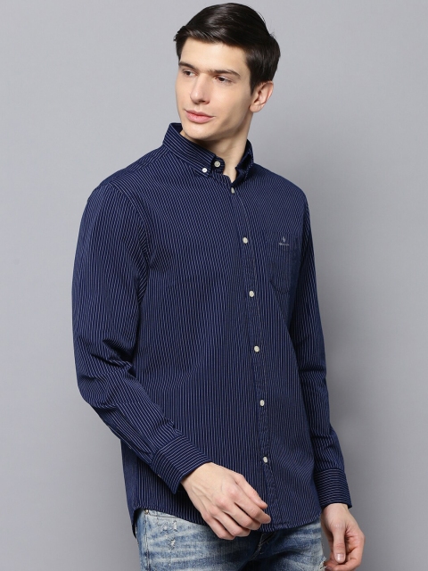 

GANT Men Blue Regular Fit Striped Casual Shirt
