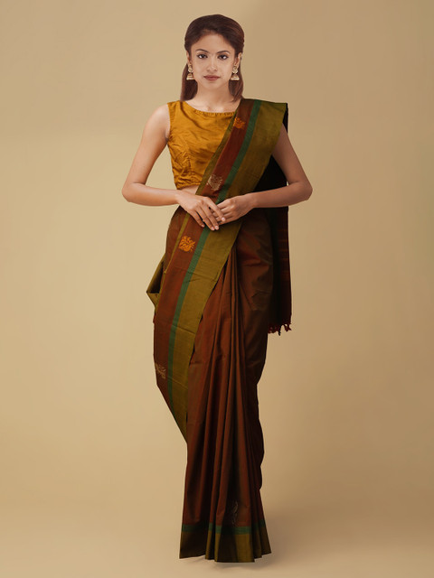 

Unnati Silks Maroon Solid Saree