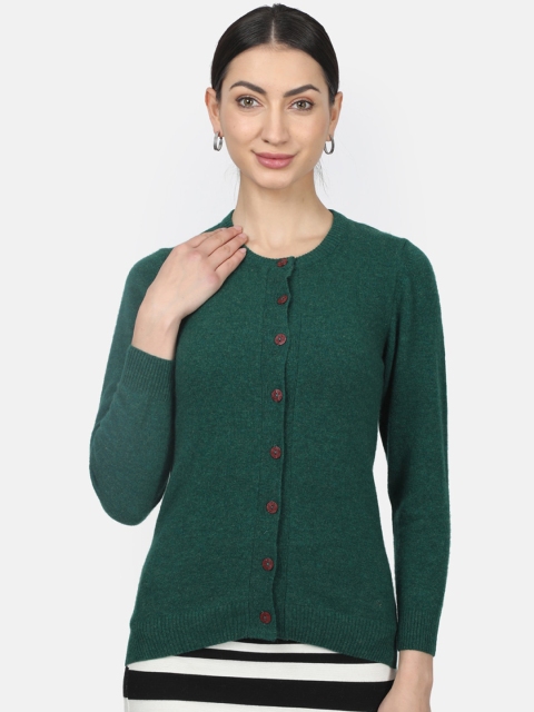 

Monte Carlo Women Green Solid Woollen Cardigan