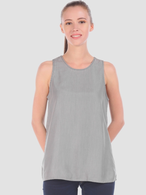 

GAP Women Grey Split-Back Tank Top In Tencel
