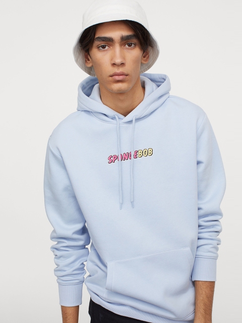 

H&M Men Blue & Green Printed Hooded Top