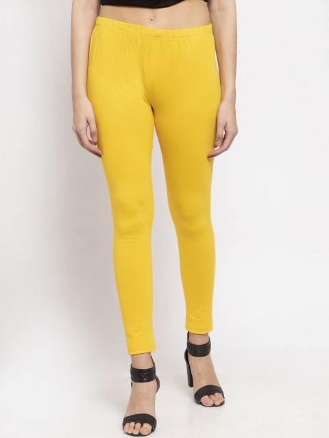 

DOOR74 Women Yellow Solid Ankle-Length Leggings