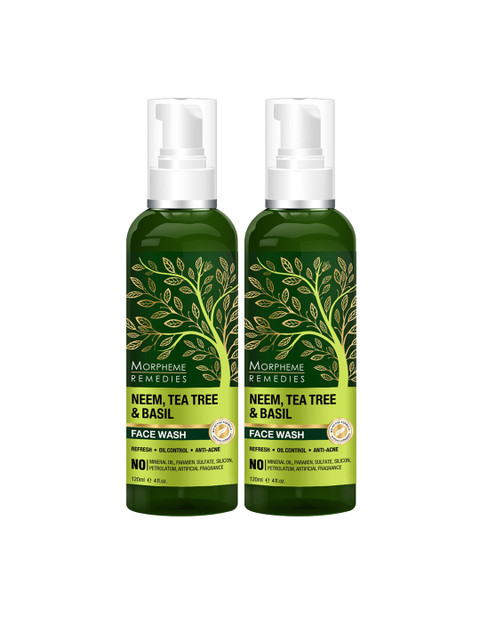 

Morpheme Remedies Unisex Pack Of 2 Green Neem, Tea Tree & Basil Face Wash 240 ml
