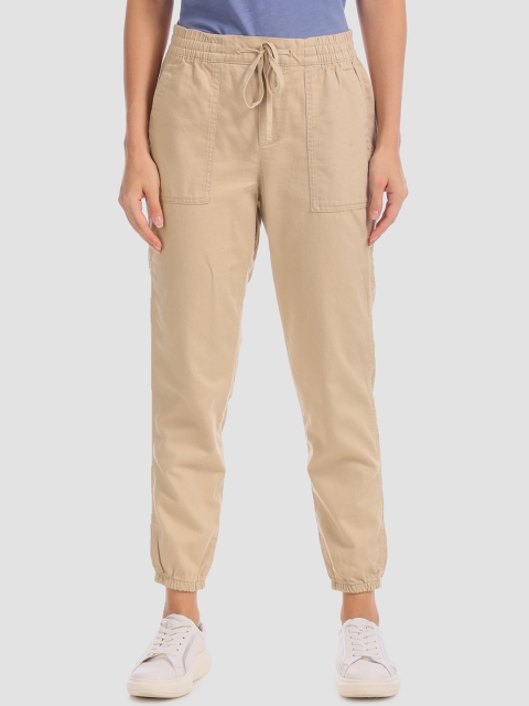 

GAP Women Beige Slim Fit Solid Recycled Paper Joggers