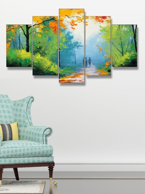 

Go Hooked Set Of 5 Blue & Green Digitally printed Wall Art