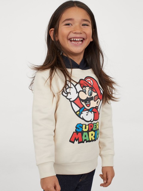 

H&M Girls Off White Printed Hoodie