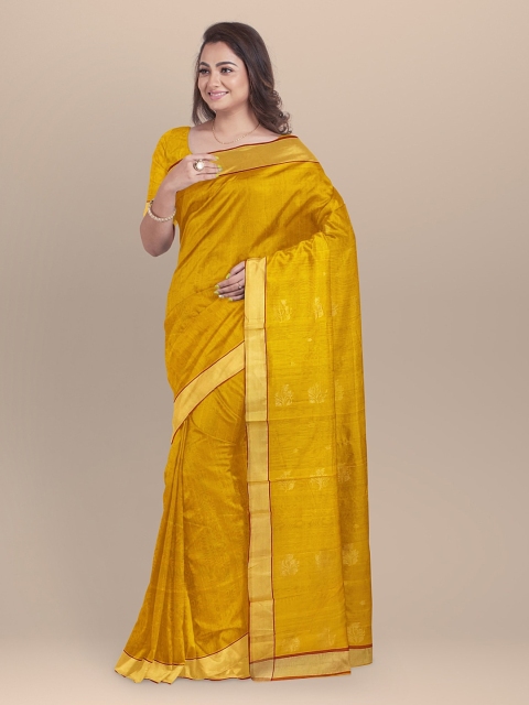

BharatSthali Yellow Woven Design Silk Cotton Chanderi Saree