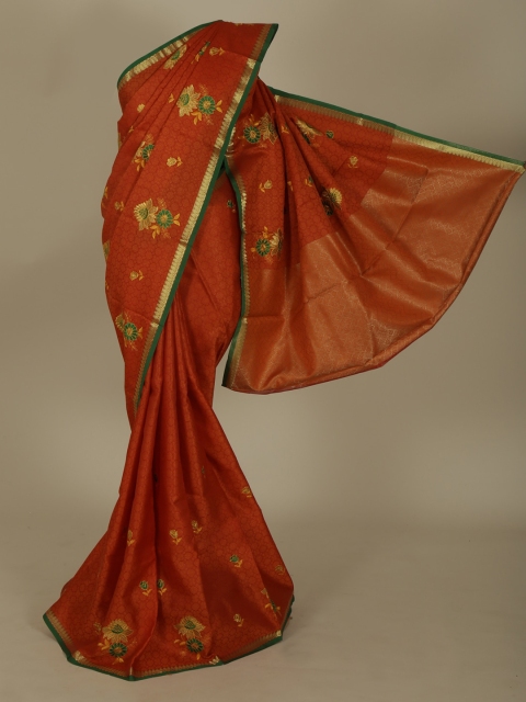 

Pothys Orange & Gold-Coloured Jute Silk Woven Design Saree