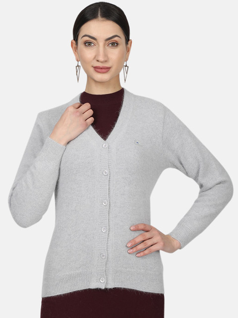 

Monte Carlo Women Grey Solid Woollen Cardigan