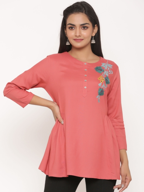 

fabGLOBAL Women Red Solid Top