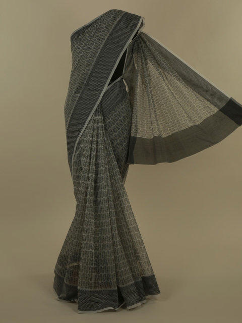 

Pothys Cream-Coloured & Olive Green Supernet Printed Saree